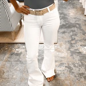 White flare jeans